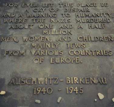 Memorial Plaque: Auschwitz-Birkenau