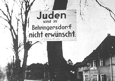 1935 Poster: Jews are not
                                        wanted in Germany