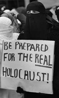 Muslim banner on Holocaust