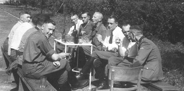SS officers relaxing at a picnic table