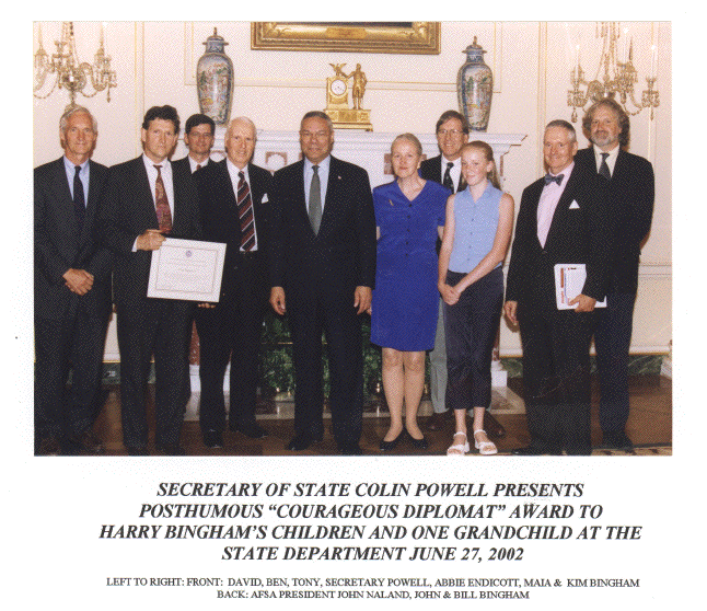 Powell with the award ...